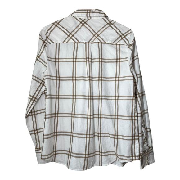 J Crew Womens Button Down Flannel Shirt Lightweight White Tan Size Small Plaid - Picture 3 of 6